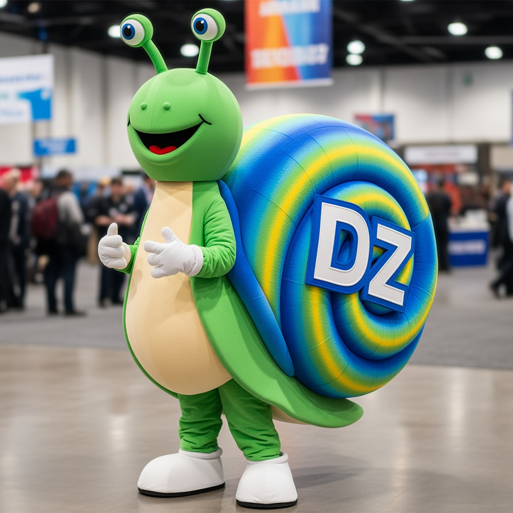 AI Design for Mascotte van een slak met DZ