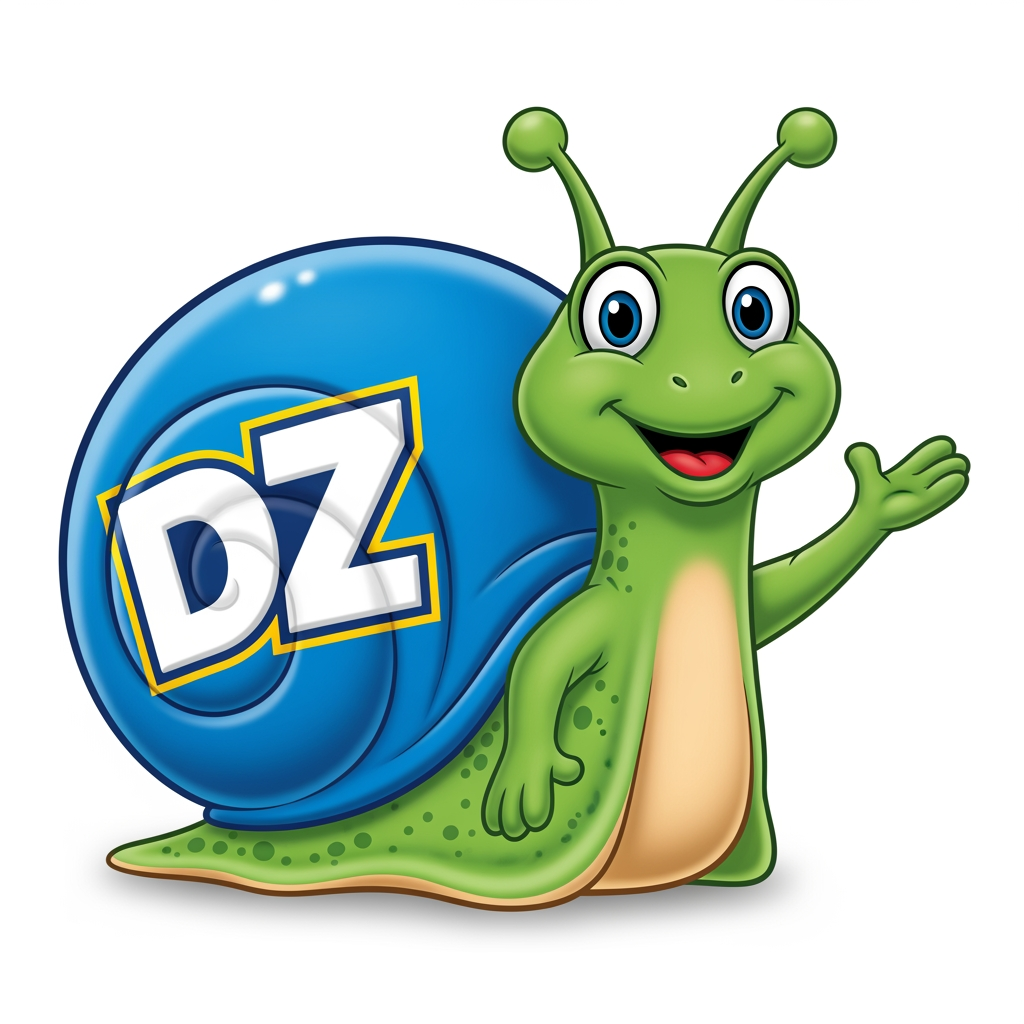AI Design for Mascotte van een slak met DZ