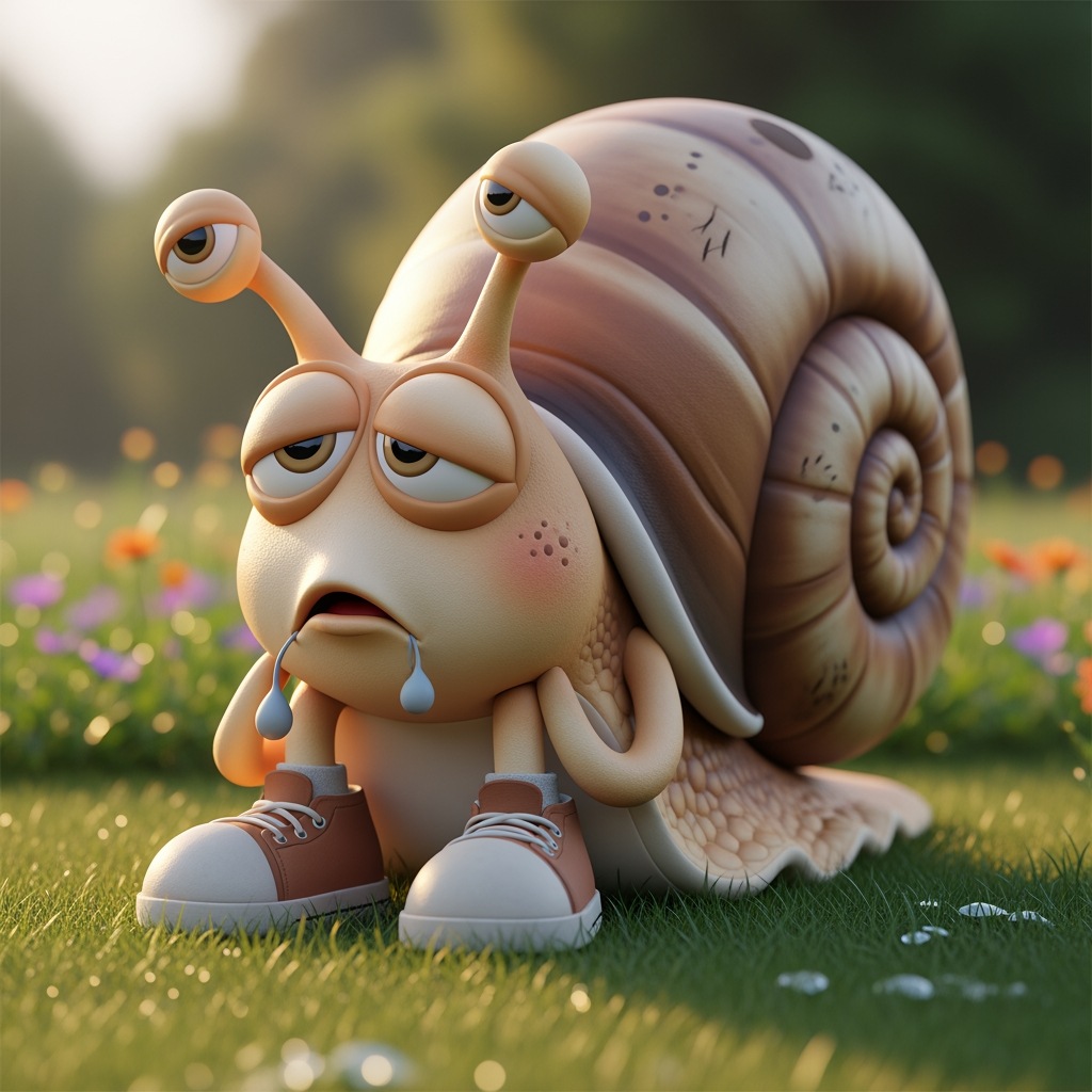 AI Design for Mascotte slak die moe is