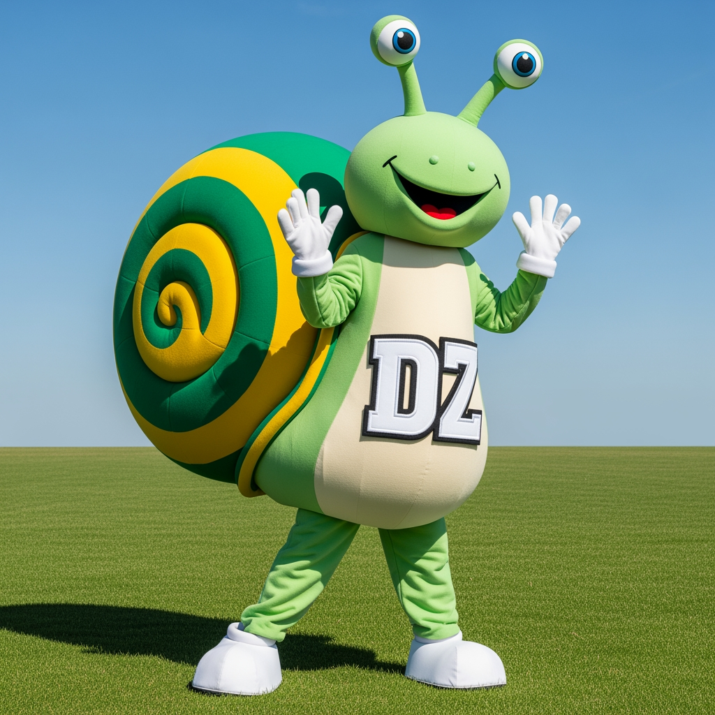 AI Design for Mascotte van een slak met DZ