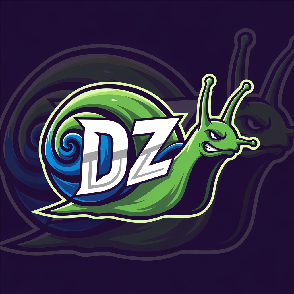 AI Design for maak een Mascotte logo van een slak met DZ er in