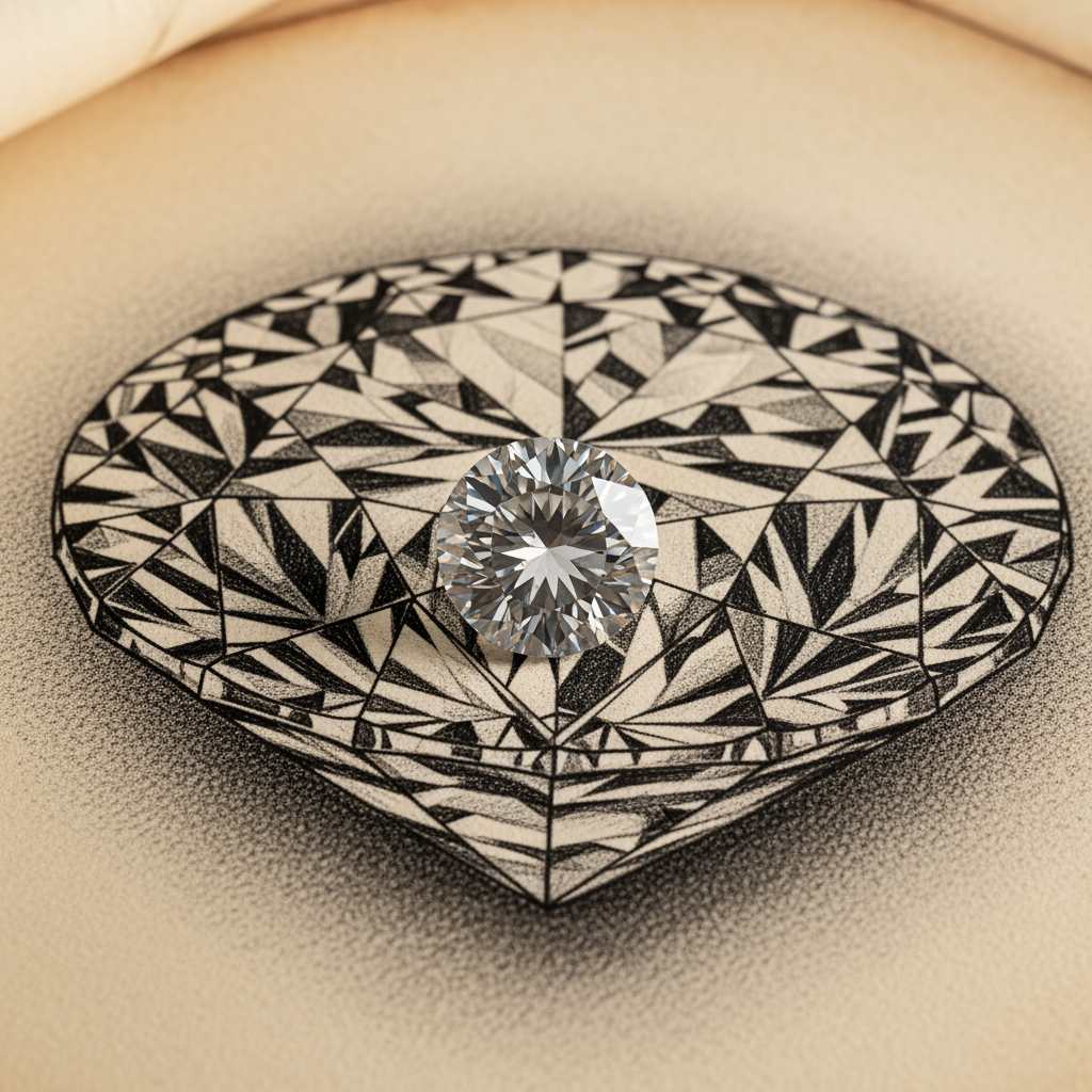 AI Design for diamant tekening met dinamant er op