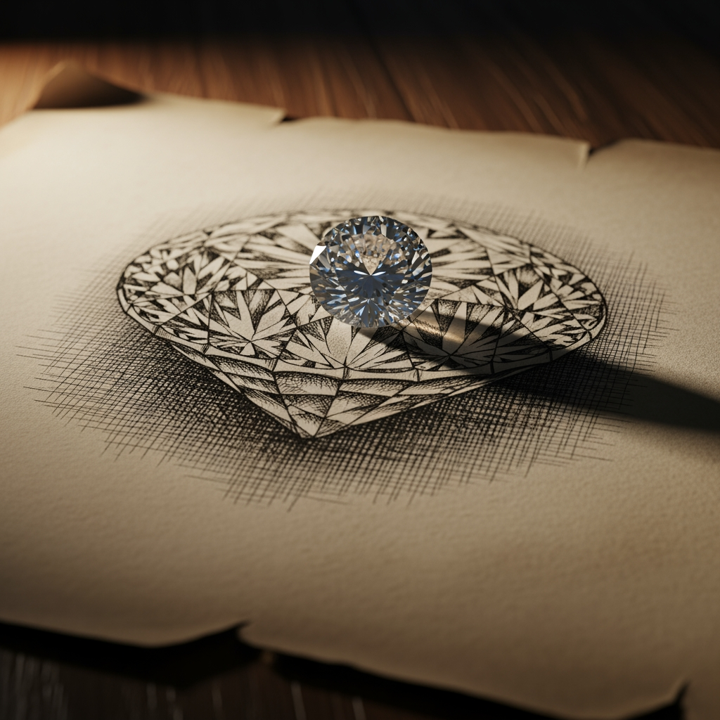 AI Design for diamant tekening met dinamant er op