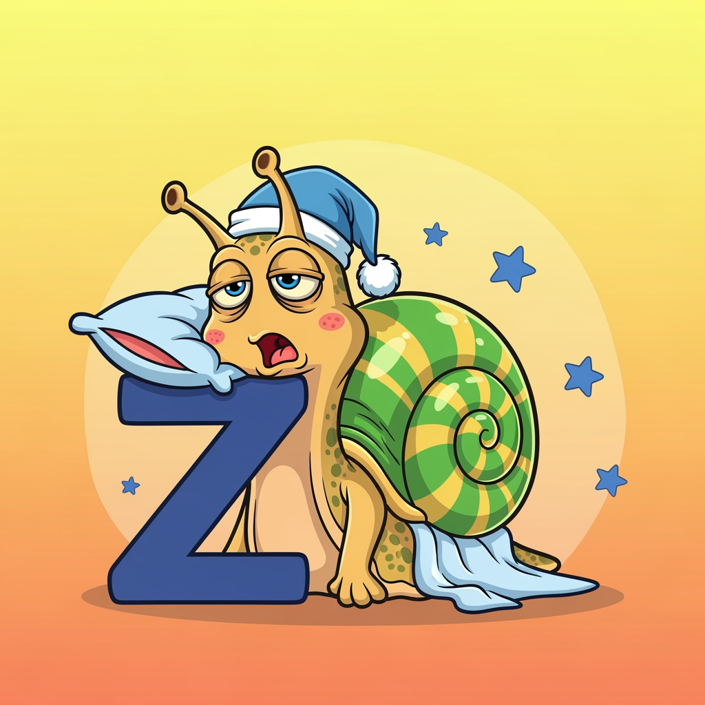 AI Design for Mascotte slak die moe is