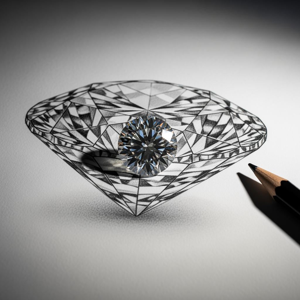 AI Design for diamant tekening met dinamant er op