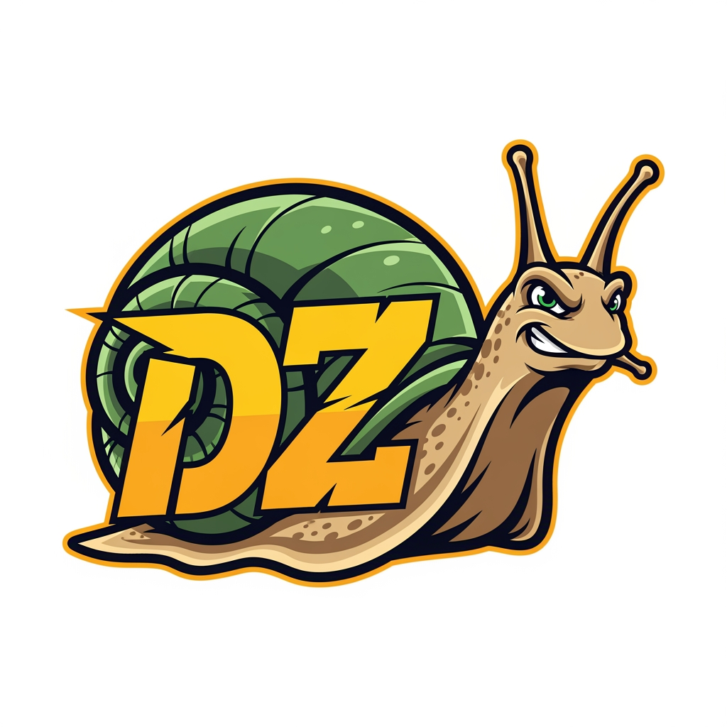 AI Design for maak een Mascotte logo van een slak met DZ er in