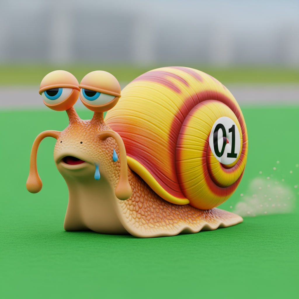 AI Design for Mascotte slak die moe is