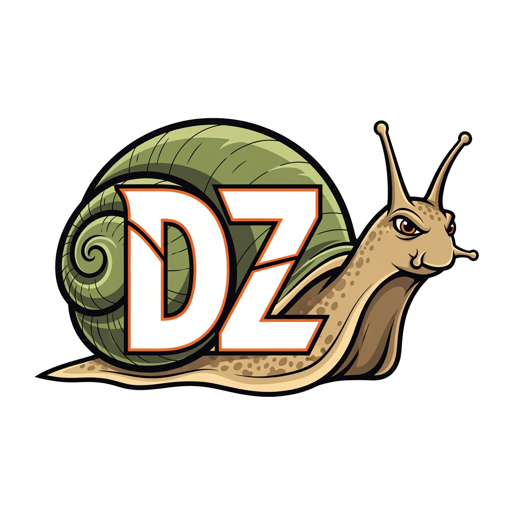 AI Design for maak een Mascotte logo van een slak met DZ er in