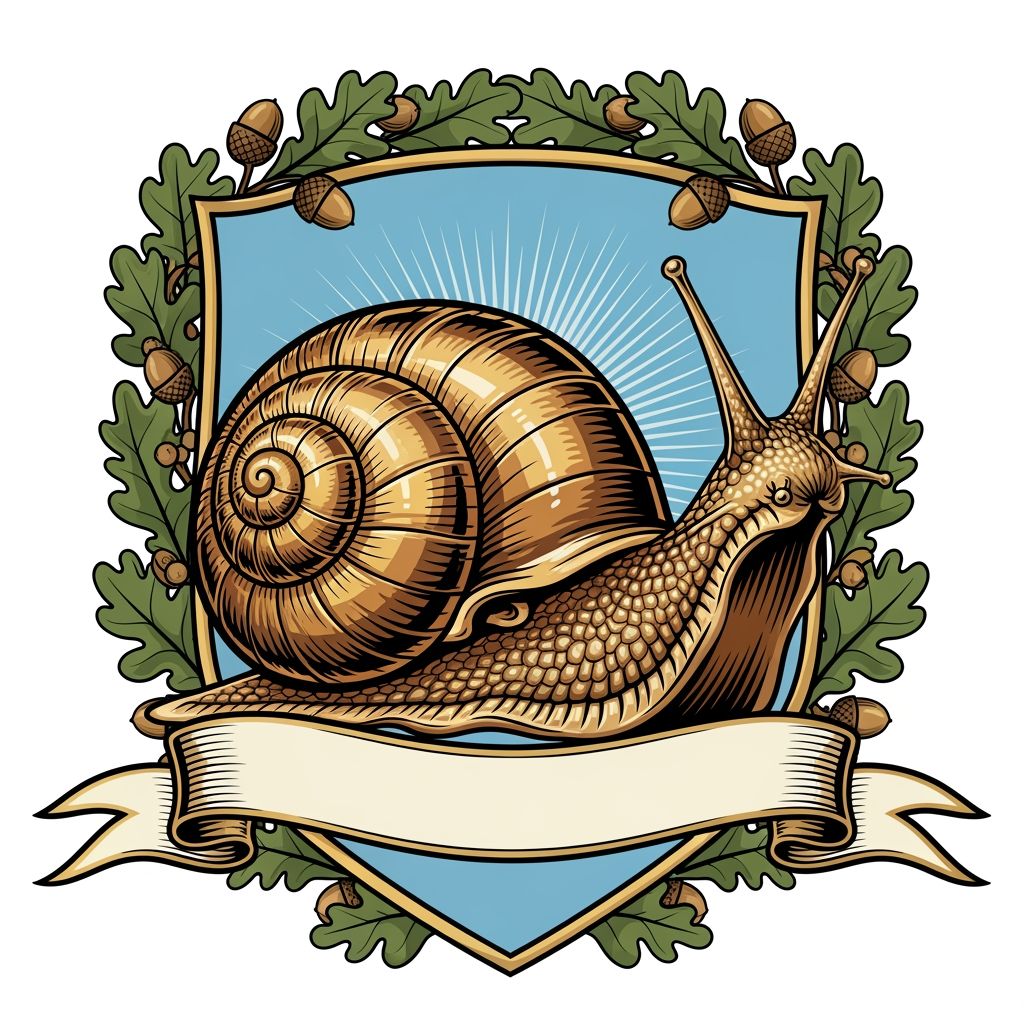 AI Design for maak een embleem van een slak
