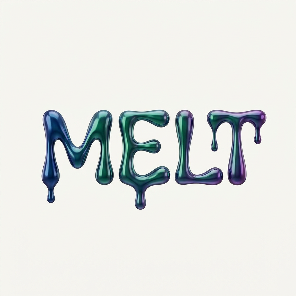 AI Design for A sleek, minimalist logo design featuring a smooth, liquid-like typeface that appears to be melting. The aesthetic is modern and fluid, utilizing a sophisticated gradient color palette on a clean, solid background to emphasize the glossy texture and organic curves of the lettering.
