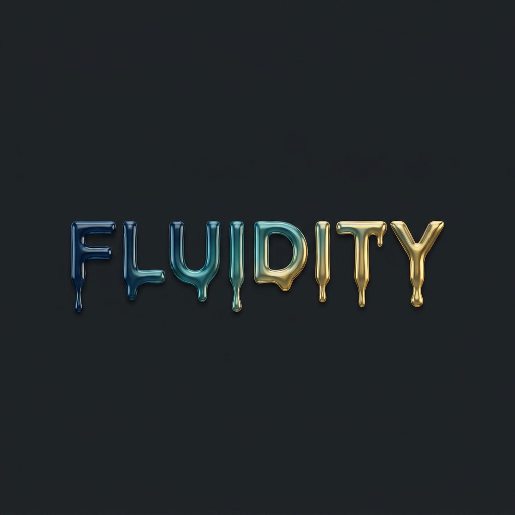 AI Design for A sleek, minimalist logo design featuring a smooth, liquid-like typeface that appears to be melting. The aesthetic is modern and fluid, utilizing a sophisticated gradient color palette on a clean, solid background to emphasize the glossy texture and organic curves of the lettering.