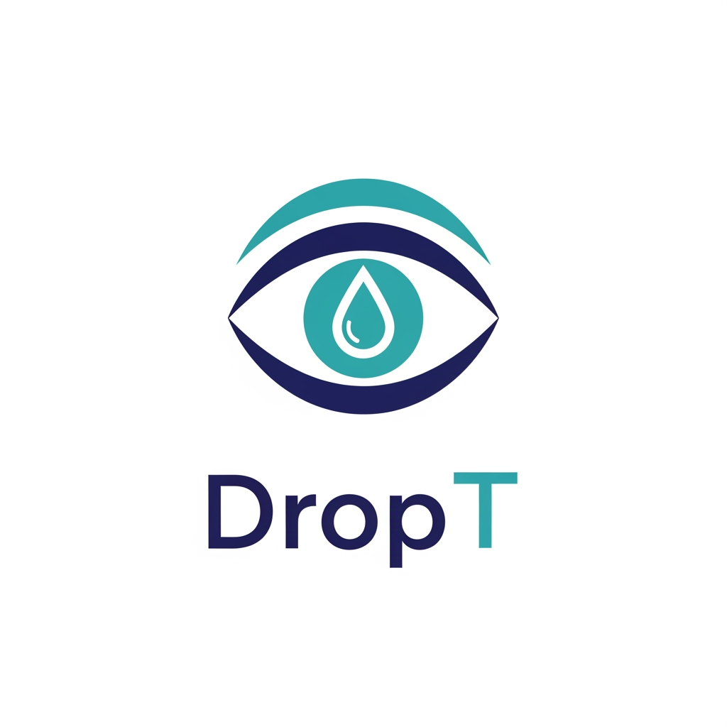 AI Design for i want a logo product name is DropT it is a eye drop assisting tool, it aligns with the eye help open eyelid and applies drop accrurately independently without anyone guide could you please curate a logo