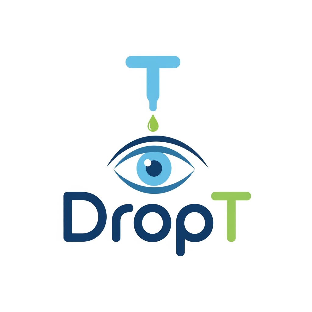 AI Design for i want a logo product name is DropT it is a eye drop assisting tool, it aligns with the eye help open eyelid and applies drop accrurately independently without anyone guide could you please curate a logo