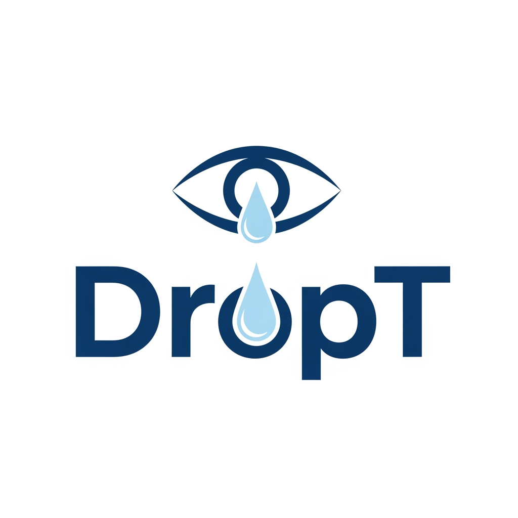 AI Design for i want a logo product name is DropT it is a eye drop assisting tool, it aligns with the eye help open eyelid and applies drop accrurately independently without anyone guide could you please curate a logo