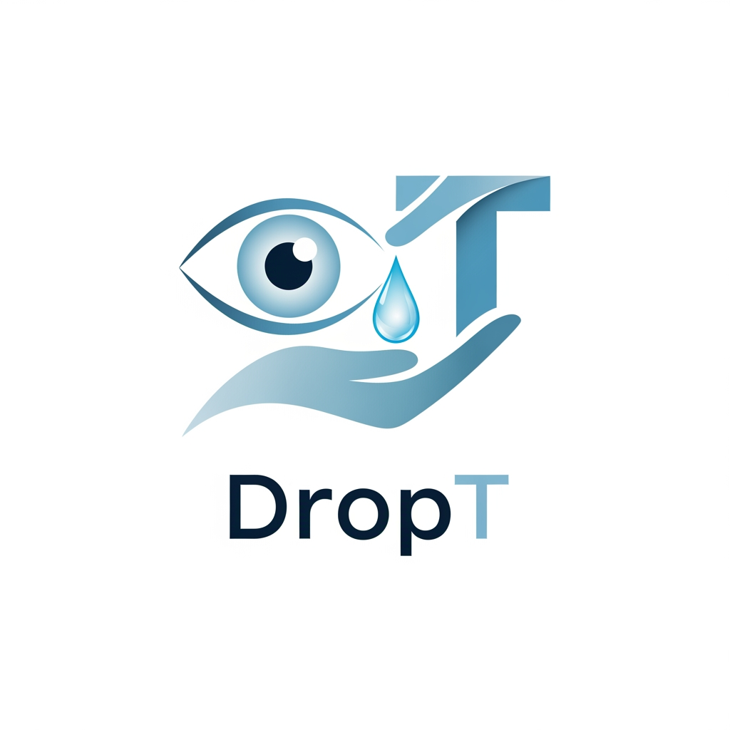 AI Design for i want a logo product name is DropT it is a eye drop assisting tool, it aligns with the eye help open eyelid and applies drop accrurately independently without anyone guide could you please curate a logo
