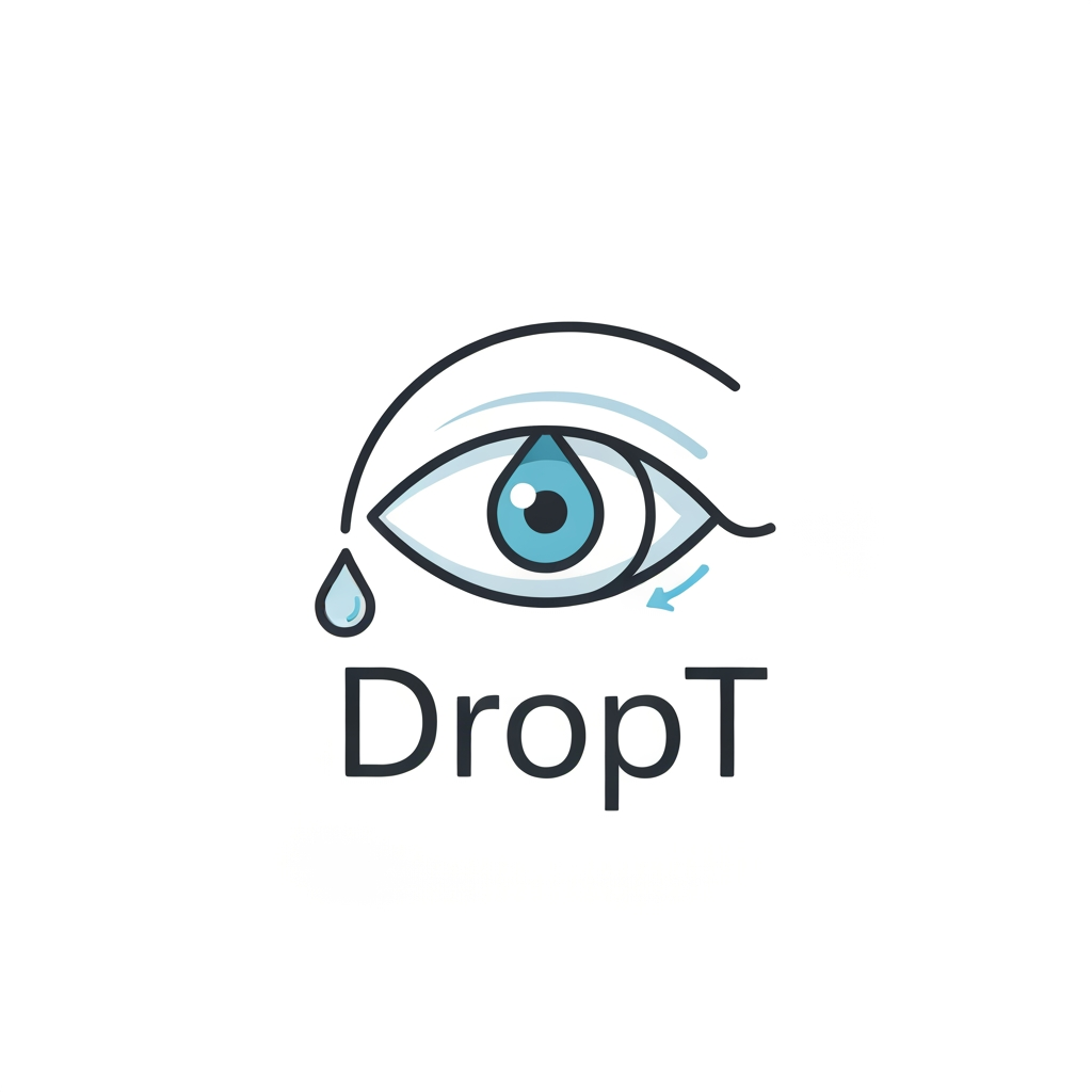 AI Design for i want a logo product name is DropT it is a eye drop assisting tool, it aligns with the eye help open eyelid and applies drop accrurately independently without anyone guide could you please curate a logo  some more idea