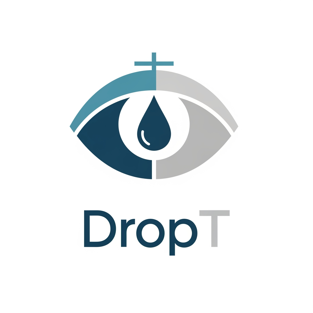 AI Design for i want a logo product name is DropT it is a eye drop assisting tool, it aligns with the eye help open eyelid and applies drop accrurately independently without anyone guide could you please curate a logo