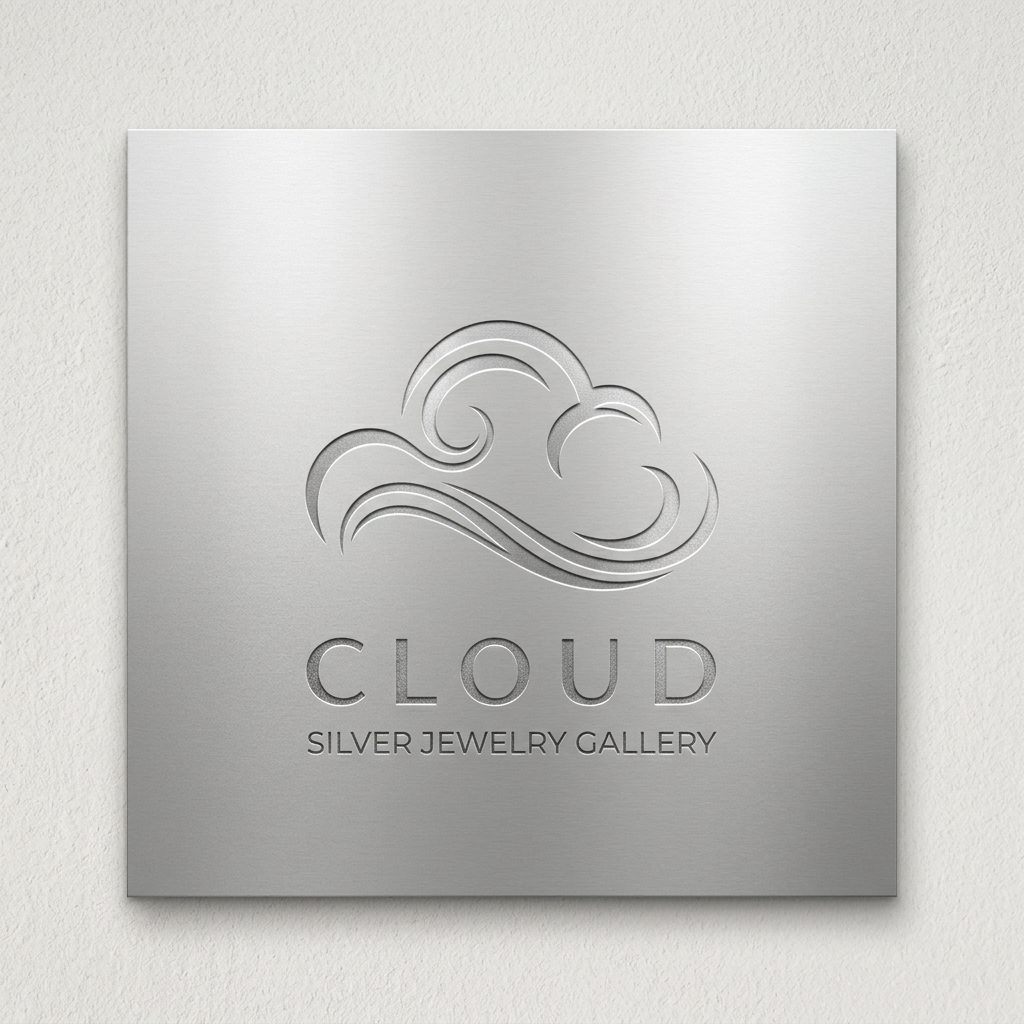 AI Design for logo for silver jewelry gallery with brand name (cloud)