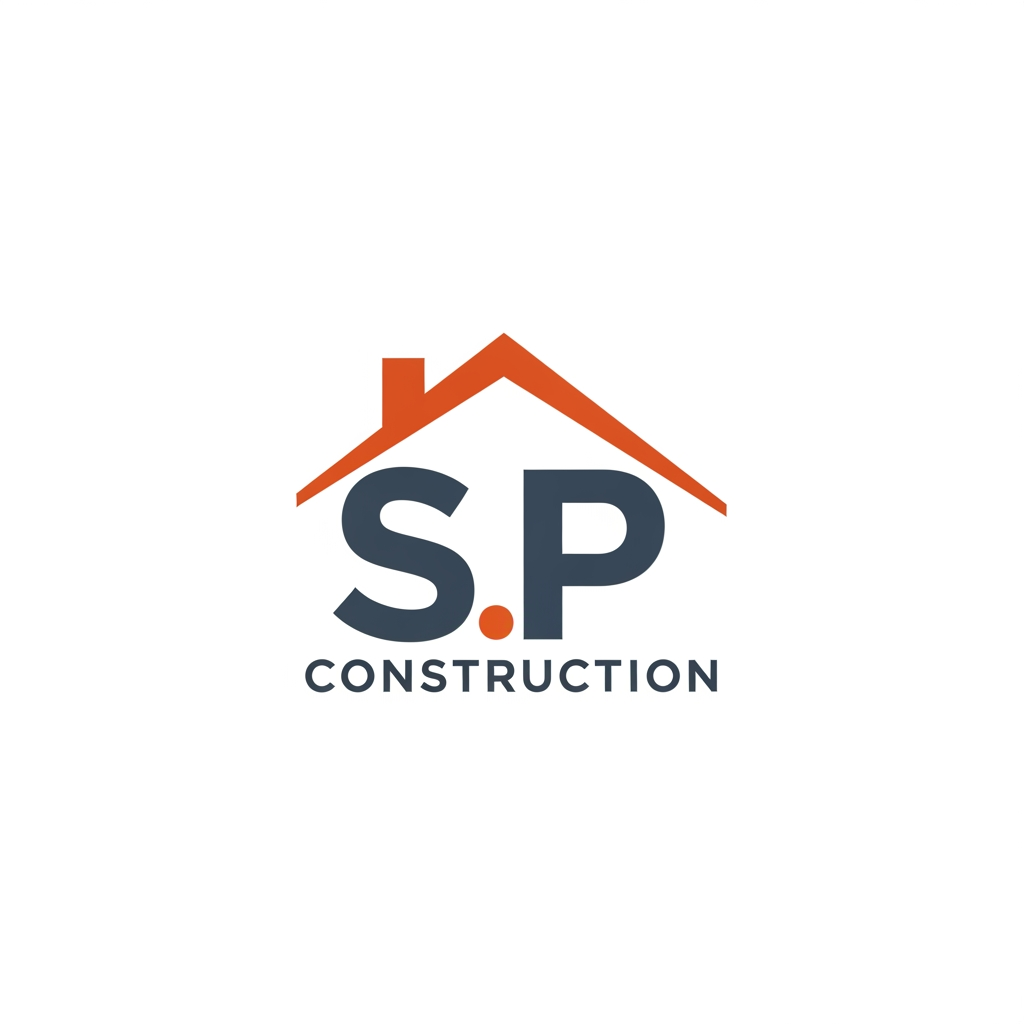 AI Design for CREATE A LOGO FOR S P CONSTRUCTION AS A CONSTRUCTION COMPANY LOGO. MAKE ITSIMPLE ADD SOME BUILDING OR SLOPING ROOF