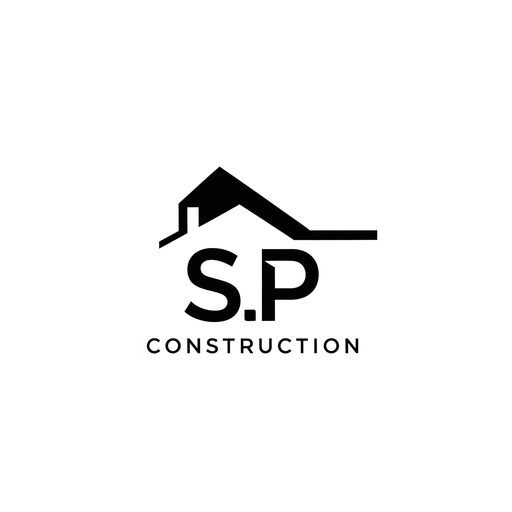 AI Design for CREATE A LOGO FOR S P CONSTRUCTION AS A CONSTRUCTION COMPANY LOGO. MAKE ITSIMPLE ADD SOME BUILDING OR SLOPING ROOF