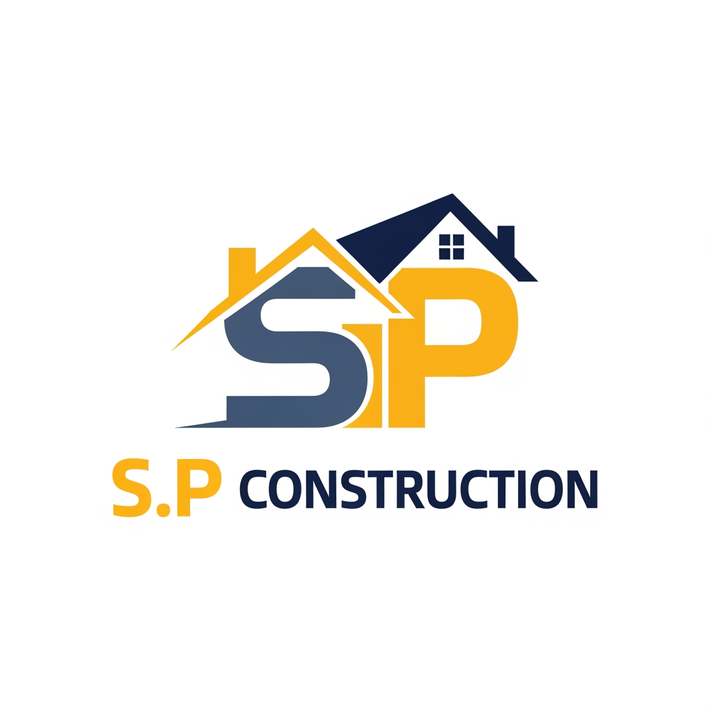 AI Design for CREATE A LOGO FOR S P CONSTRUCTION AS A CONSTRUCTION COMPANY LOGO. MAKE ITSIMPLE ADD SOME BUILDING OR SLOPING ROOF