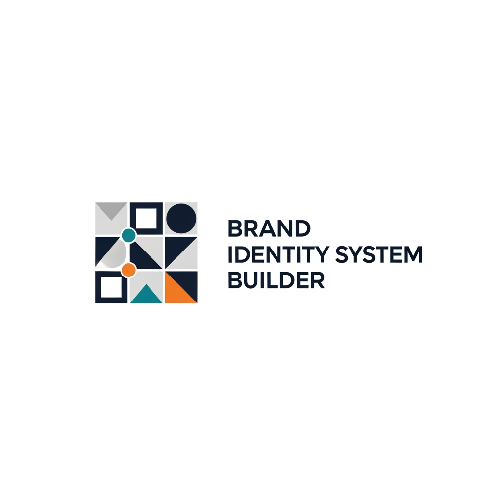 AI Design for A minimalist and modern logo for a tech platform called 'Brand Identity System Builder'. Flat vector design, geometric shapes, modular grid icon, corporate sleek typography, professional color palette, white background, high-end branding agency aesthetic --no photorealistic, gradients, shadows