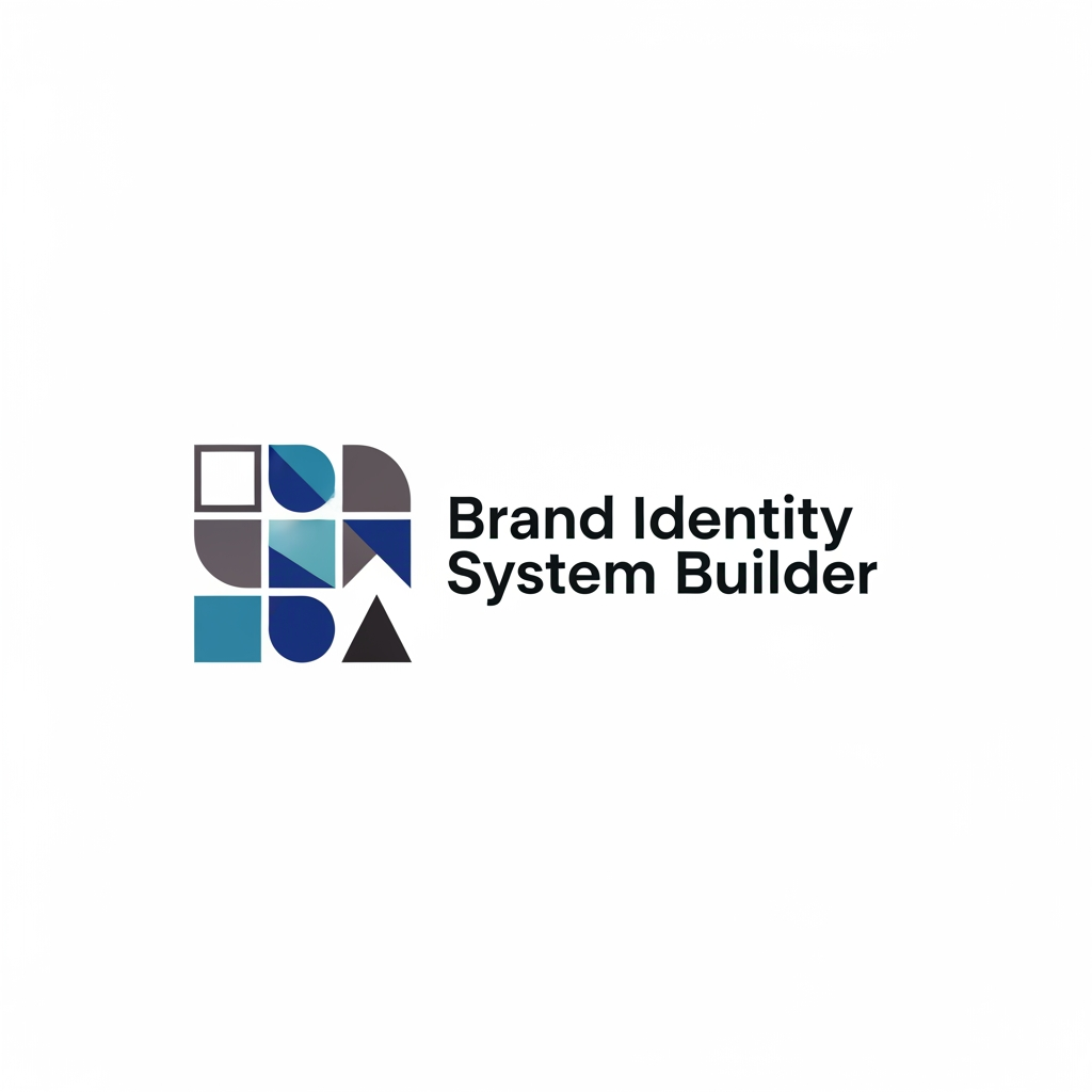 AI Design for A minimalist and modern logo for a tech platform called 'Brand Identity System Builder'. Flat vector design, geometric shapes, modular grid icon, corporate sleek typography, professional color palette, white background, high-end branding agency aesthetic --no photorealistic, gradients, shadows