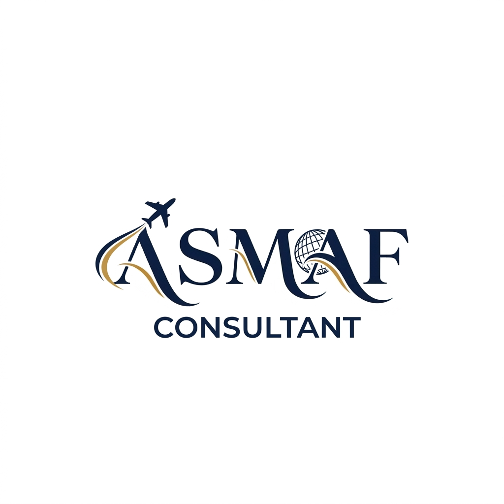 AI Design for "Place an airplane icon only on the first letter 'A'. Add a globe element to the second letter 'A'. Also, include the word 'Consultant' below the logo. Please keep the design clean, modern, and professional."