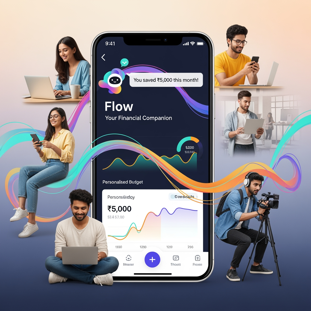 AI Design for i am writing summarization give me what is flow how its usefulJun 20Claude responded: Flow is an AI-powered financial health companion app designed for Gen Z and young professionals in India (age 22–35) — salaried employees, freelancers, creator…Flow is an AI-powered financial health companion app designed for Gen Z and young professionals in India (age 22–35) — salaried employees, freelancers, creators, and startup workers.