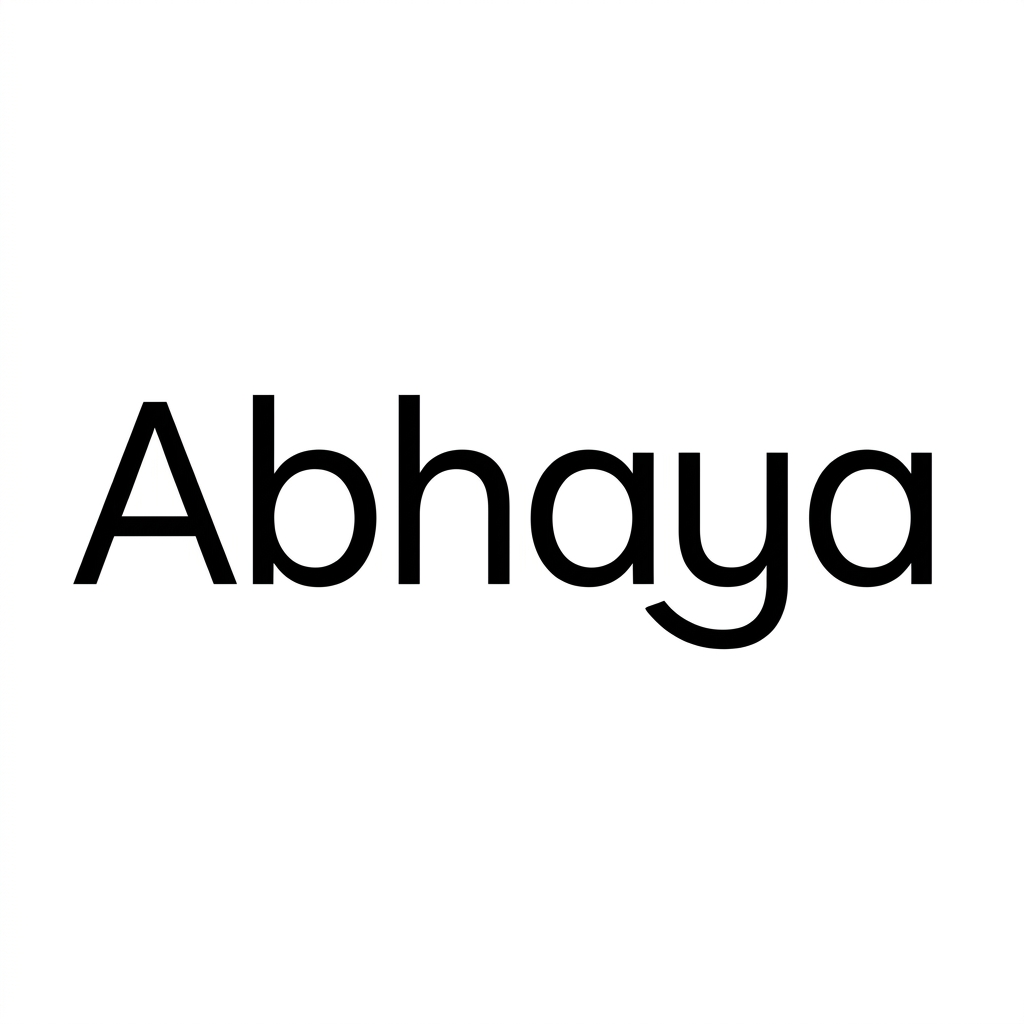 AI Design for Minimalist wordmark logo for a premium Indian formalwear brand called 'Abhaya', clean geometric sans serif typography, confident and precise letterforms, subtle custom ligature connecting the letters 'y' and 'a' with a single restrained curved stroke, no loops or flourishes, black wordmark on white background, no symbols or icons, no script or cursive styling, structured and modern, refined minimal branding, high-end fashion identity