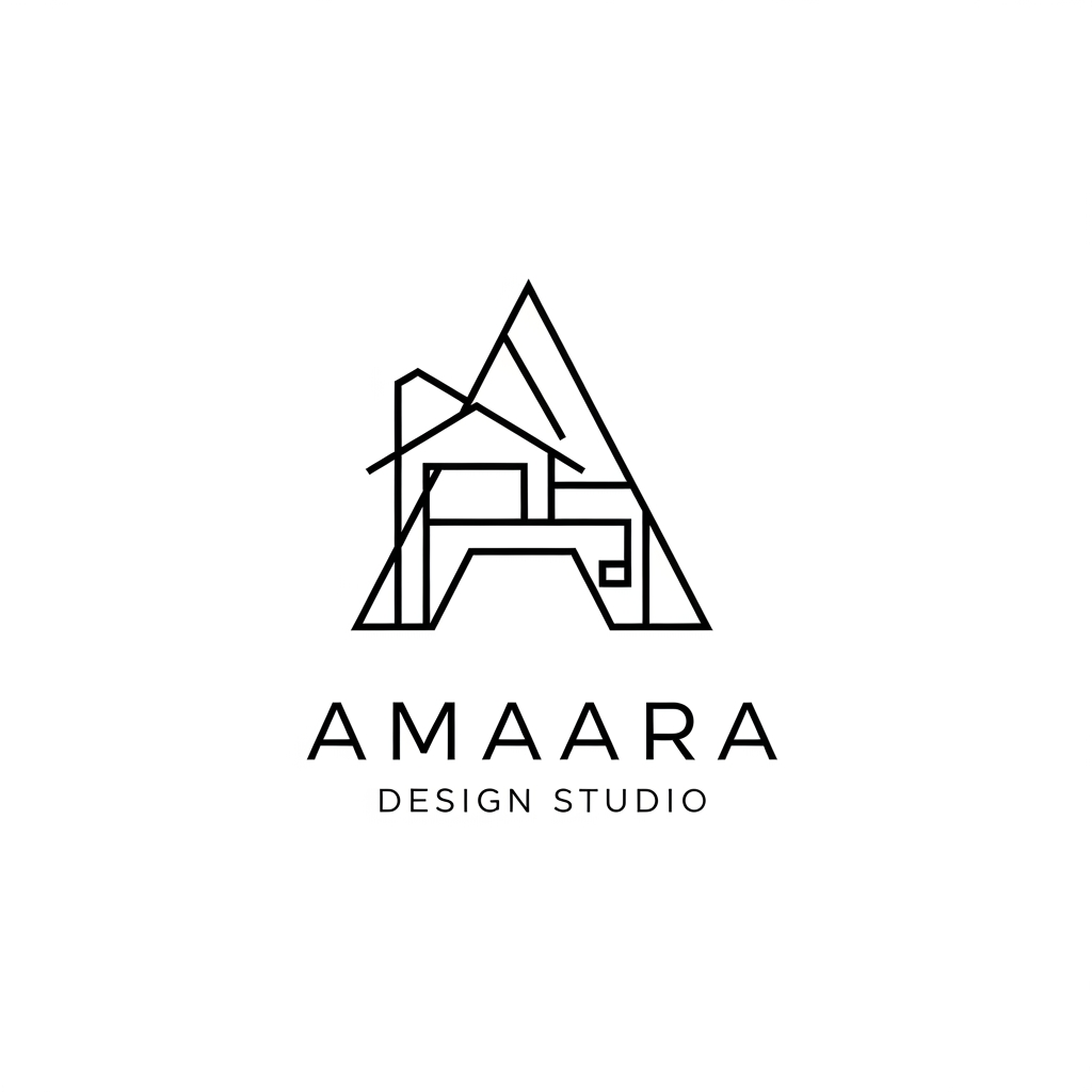 AI Design for Create a **minimal, premium, and timeless logo** for **Amaara Design Studio**, an architecture and interior design studio.

The brand focuses on creating tailored spaces that reflect each client’s personality, lifestyle, and functional needs. The logo should feel **structured, refined, elegant, and professional**, while subtly representing architecture, interiors, spatial planning, alignment, geometry, or the transformation of ideas into real spaces.

Design direction:
Use a **clean and simple visual style** with balanced geometry and subtle sophistication. Avoid overly decorative, complex, or trendy elements. The logo should feel high-end, trustworthy, and suitable for residential, commercial, hospitality, and real estate design clients.

The logo may include:
A refined **monogram or abstract “A”**, architectural linework, spatial forms, geometric alignment, or a subtle structure-inspired symbol. The mark should be memorable and work well both with the full name and as a standalone icon.

Text to include:
**Amaara Design Studio**

Requirements:
The logo should be highly scalable and legible across all applications, including website favicon, social media profile, watermark, architectural drawings, site signage, business cards, and construction documents. It must work beautifully in **monochrome black and white**, as well as in a refined premium color palette.

Preferred style:
Minimal, elegant, architectural, premium, timeless, balanced, clean, sophisticated.

Deliverables to consider:
Primary logo with full name, secondary stacked logo, standalone brand mark/icon, suitable typography, and a refined color palette.