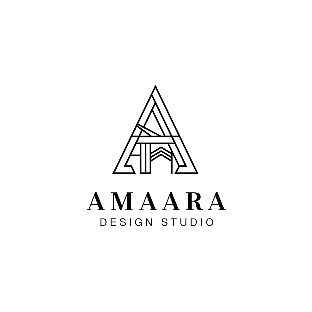 AI Design for Create a **minimal, premium, and timeless logo** for **Amaara Design Studio**, an architecture and interior design studio.

The brand focuses on creating tailored spaces that reflect each client’s personality, lifestyle, and functional needs. The logo should feel **structured, refined, elegant, and professional**, while subtly representing architecture, interiors, spatial planning, alignment, geometry, or the transformation of ideas into real spaces.

Design direction:
Use a **clean and simple visual style** with balanced geometry and subtle sophistication. Avoid overly decorative, complex, or trendy elements. The logo should feel high-end, trustworthy, and suitable for residential, commercial, hospitality, and real estate design clients.

The logo may include:
A refined **monogram or abstract “A”**, architectural linework, spatial forms, geometric alignment, or a subtle structure-inspired symbol. The mark should be memorable and work well both with the full name and as a standalone icon.

Text to include:
**Amaara Design Studio**

Requirements:
The logo should be highly scalable and legible across all applications, including website favicon, social media profile, watermark, architectural drawings, site signage, business cards, and construction documents. It must work beautifully in **monochrome black and white**, as well as in a refined premium color palette.

Preferred style:
Minimal, elegant, architectural, premium, timeless, balanced, clean, sophisticated.

Deliverables to consider:
Primary logo with full name, secondary stacked logo, standalone brand mark/icon, suitable typography, and a refined color palette.