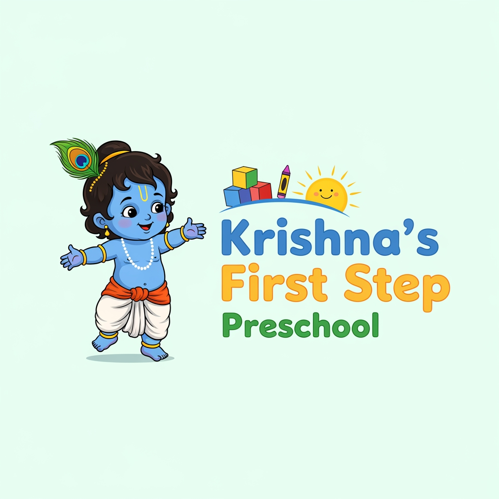 AI Design for i want logo for my preschool krishna's first step preschool