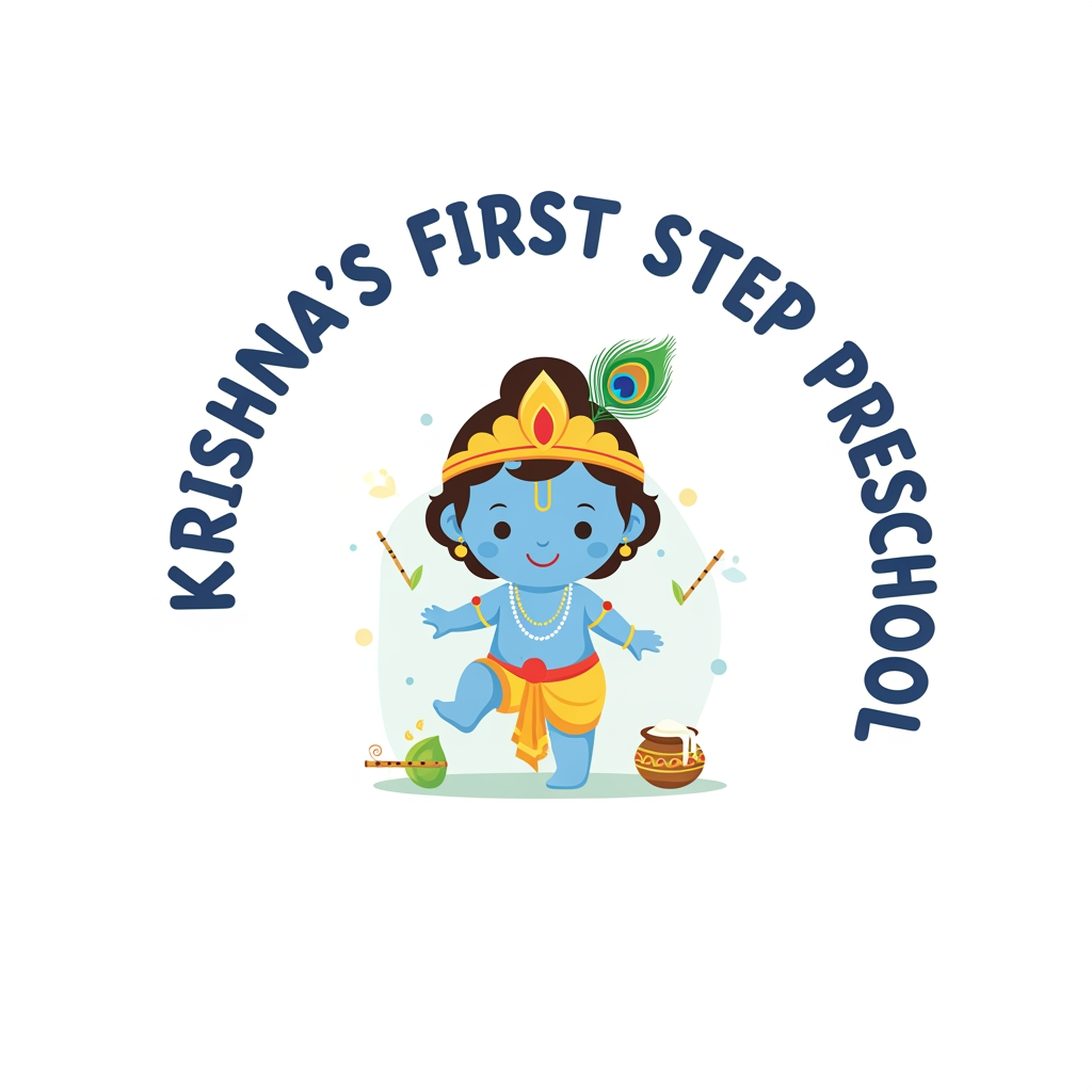 AI Design for i want logo for my preschool krishna's first step preschool
make it compact
few more sample