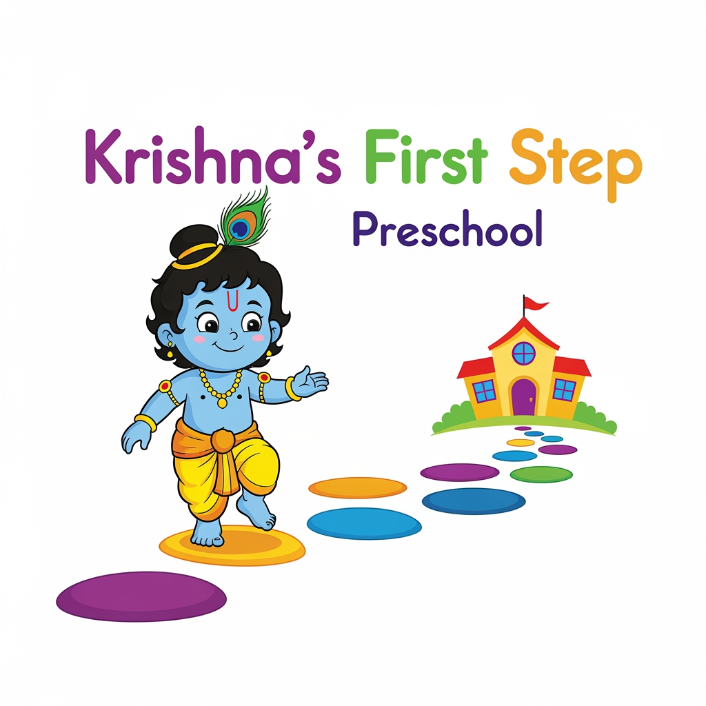 AI Design for i want logo for my preschool krishna's first step preschool
make it compact
few more sample
few more simple