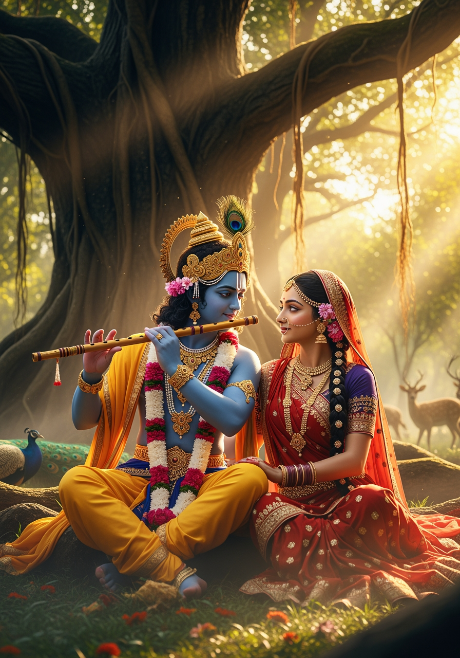 AI Design for radha krishna best image bana ke do