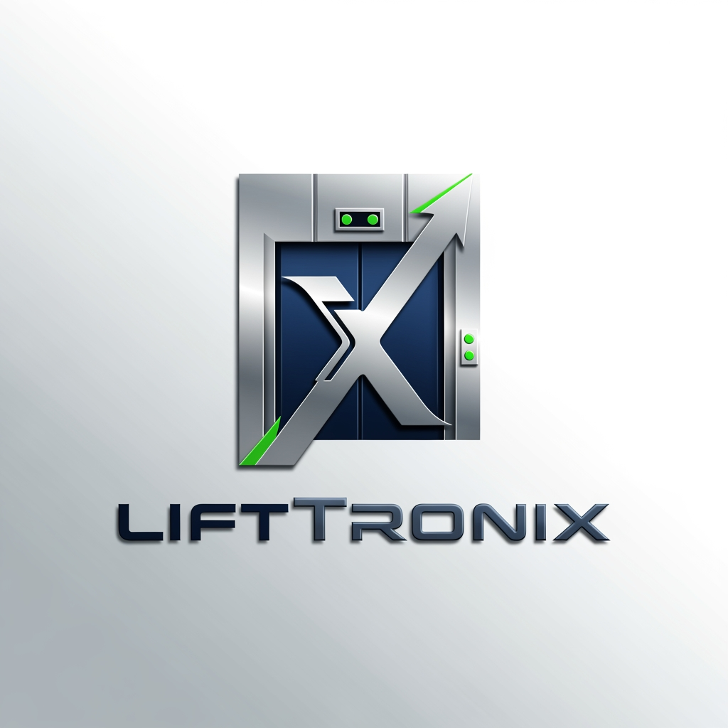 AI Design for creative premimum look type logo gnertae kr brand name che lifttronix ok logog x nd elevator per banava no che