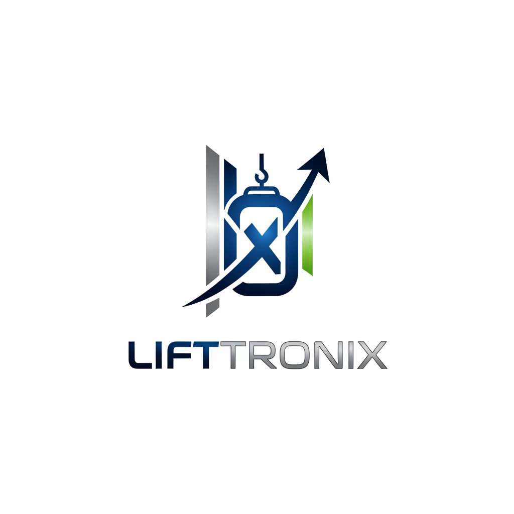 AI Design for creative premimum look type logo gnertae kr brand name che lifttronix ok logog x nd elevator per banava no che