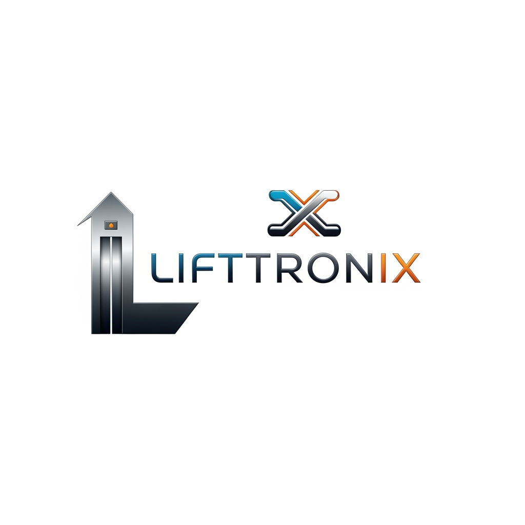 AI Design for creative premimum look type logo gnertae kr brand name che lifttronix ok logog x nd elevator per banava no che