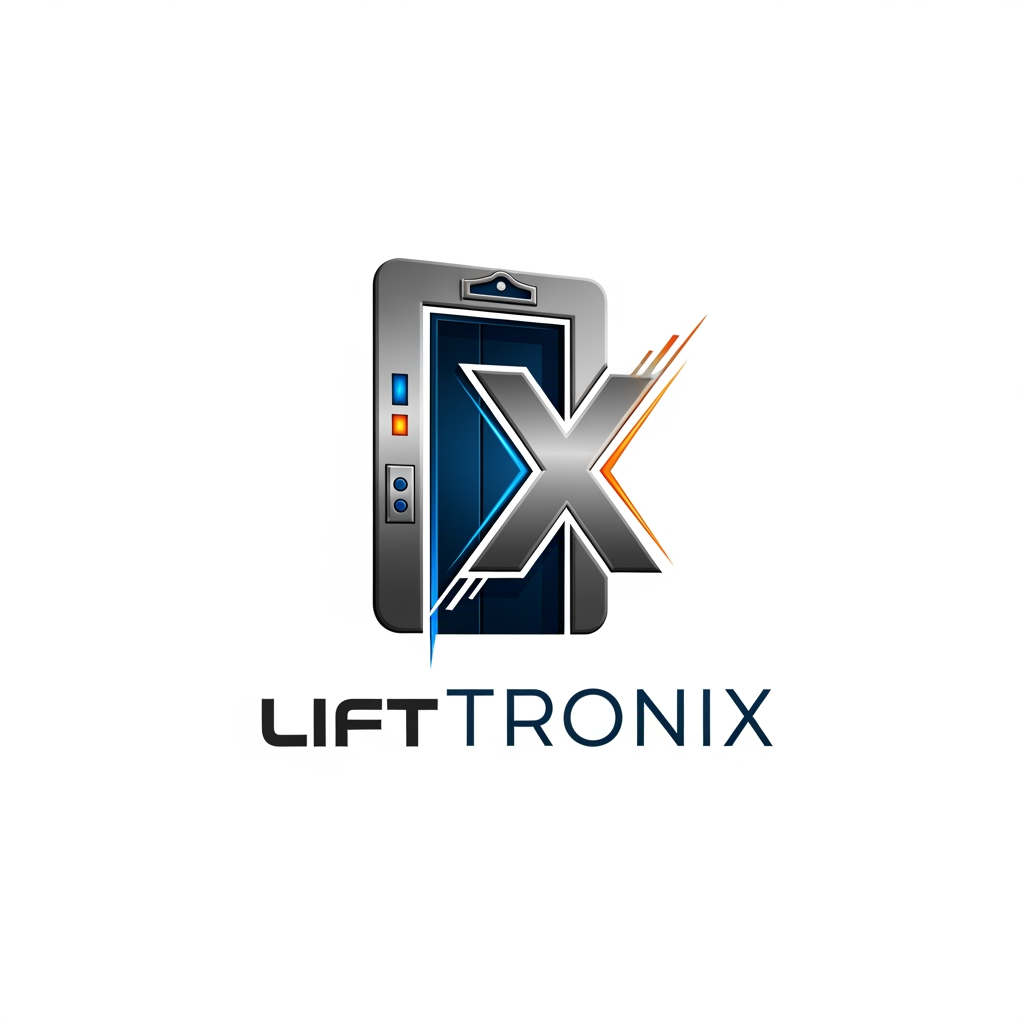 AI Design for creative premimum look type logo gnertae kr brand name che lifttronix ok logog x nd elevator per banava no che