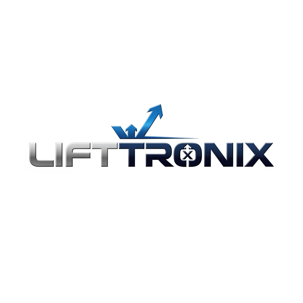 AI Design for creative premimum look type logo gnertae kr brand name che lifttronix ok logog x nd elevator per banava no che