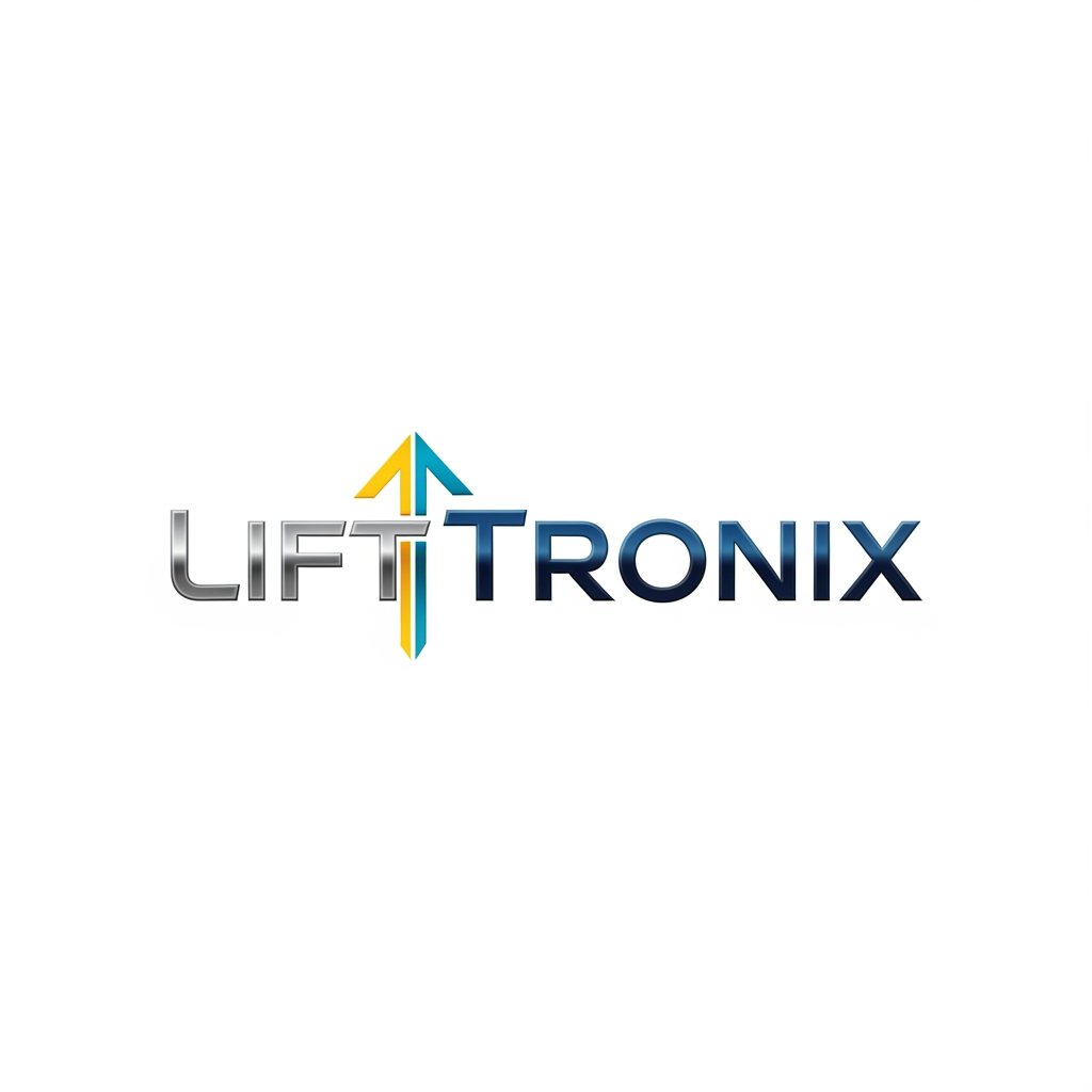 AI Design for creative premimum look type logo gnertae kr brand name che lifttronix ok logog x nd elevator per banava no che