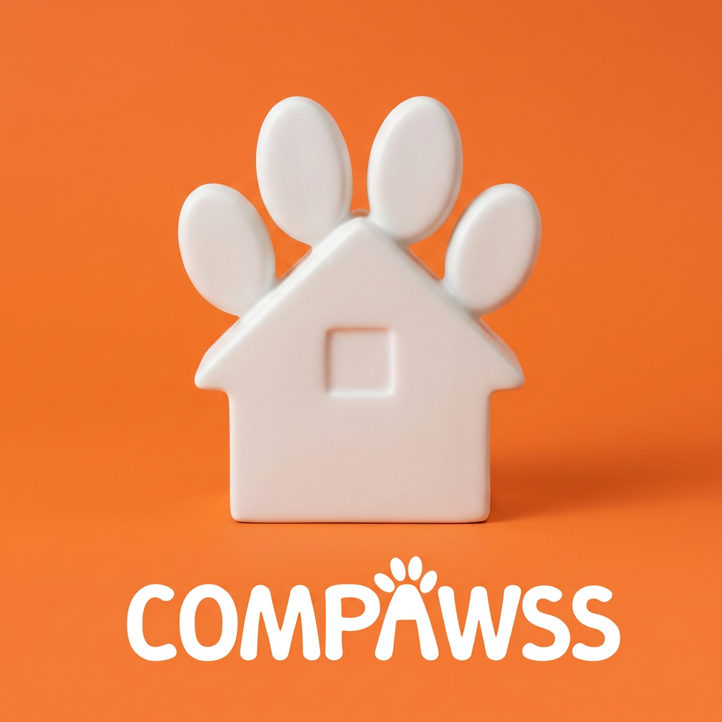 AI Design for home image is the inspiration. compawss is the brand. Help me redesign the home image to match the font in the second. 

Font is taller

nice fill in the A with the white and showme the whole came how will it look