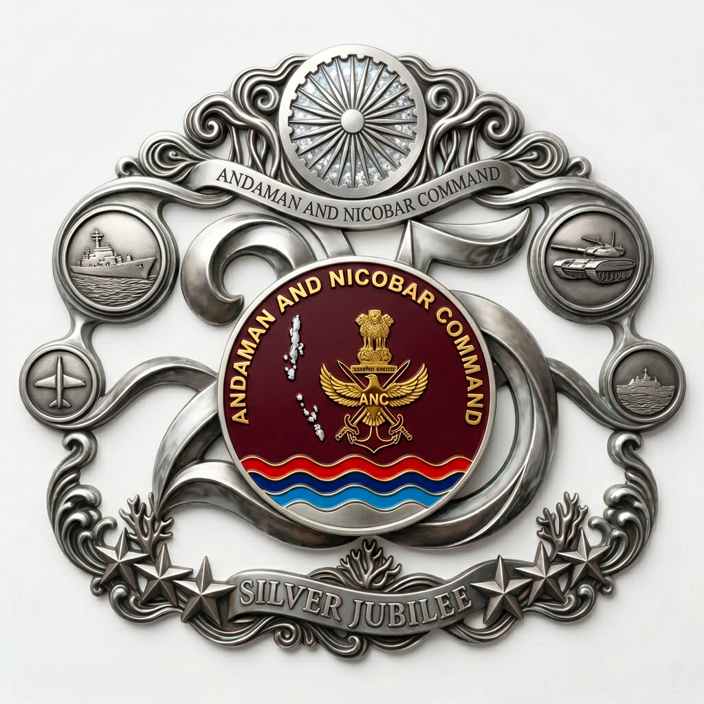 AI Design for silver colour logo and andaman and nicobar logo will be merge as a design