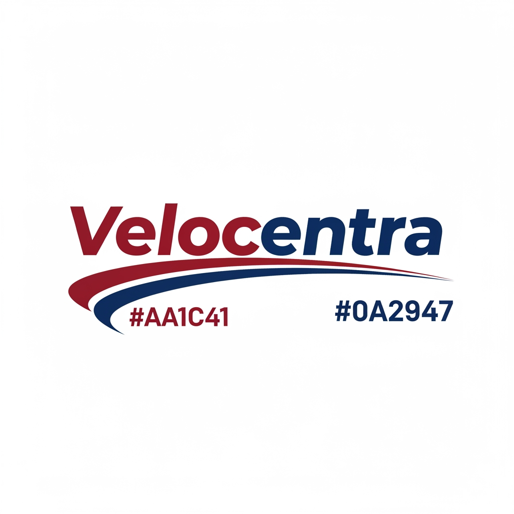 AI Design for A create this  brand logo.  logo name is Velocentra.  logo color is AA1C41 and 0A2947