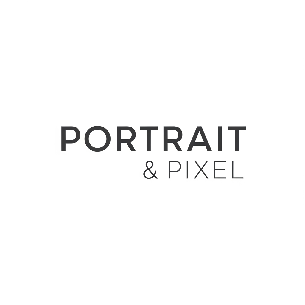 AI Design for (Portrait & Pixel)  logo name generate one logo simple word mark logo