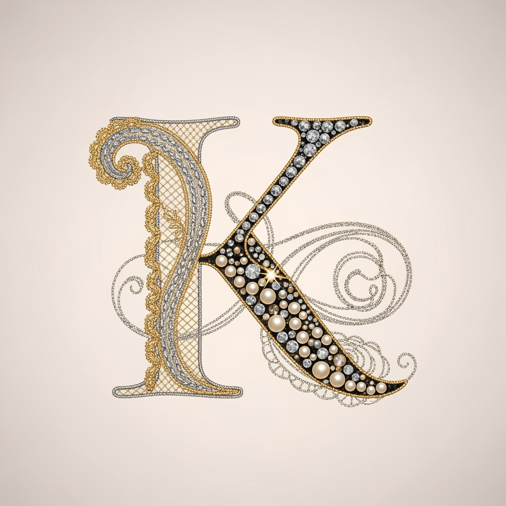 AI Design for K LOGO CREATE A NEW LOGO MACHING WITH JARI LACE , JARKAN , STONE ,MOTI WE R A LACE MANUFACTURE