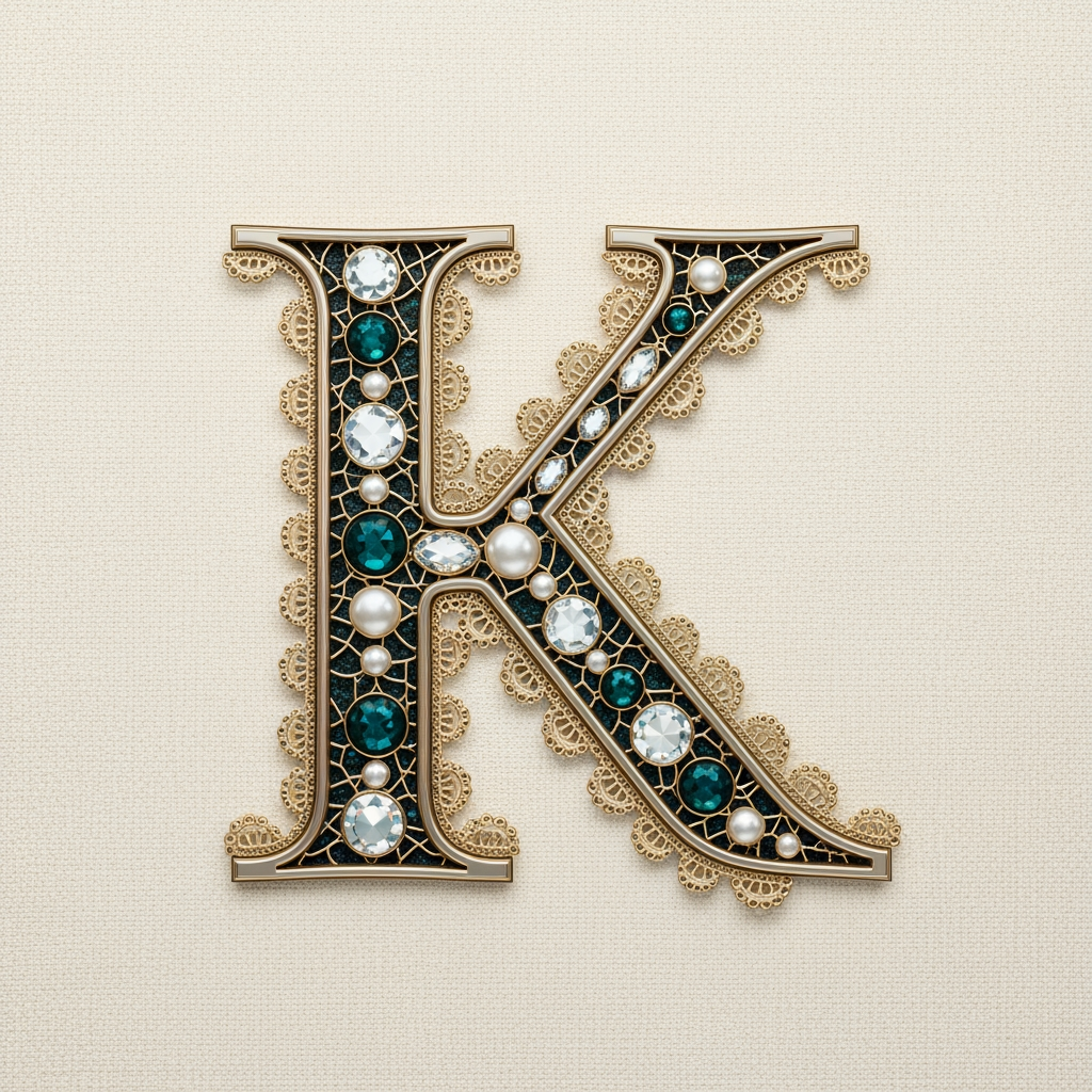 AI Design for K LOGO CREATE A NEW LOGO MACHING WITH JARI LACE , JARKAN , STONE ,MOTI WE R A LACE MANUFACTURE