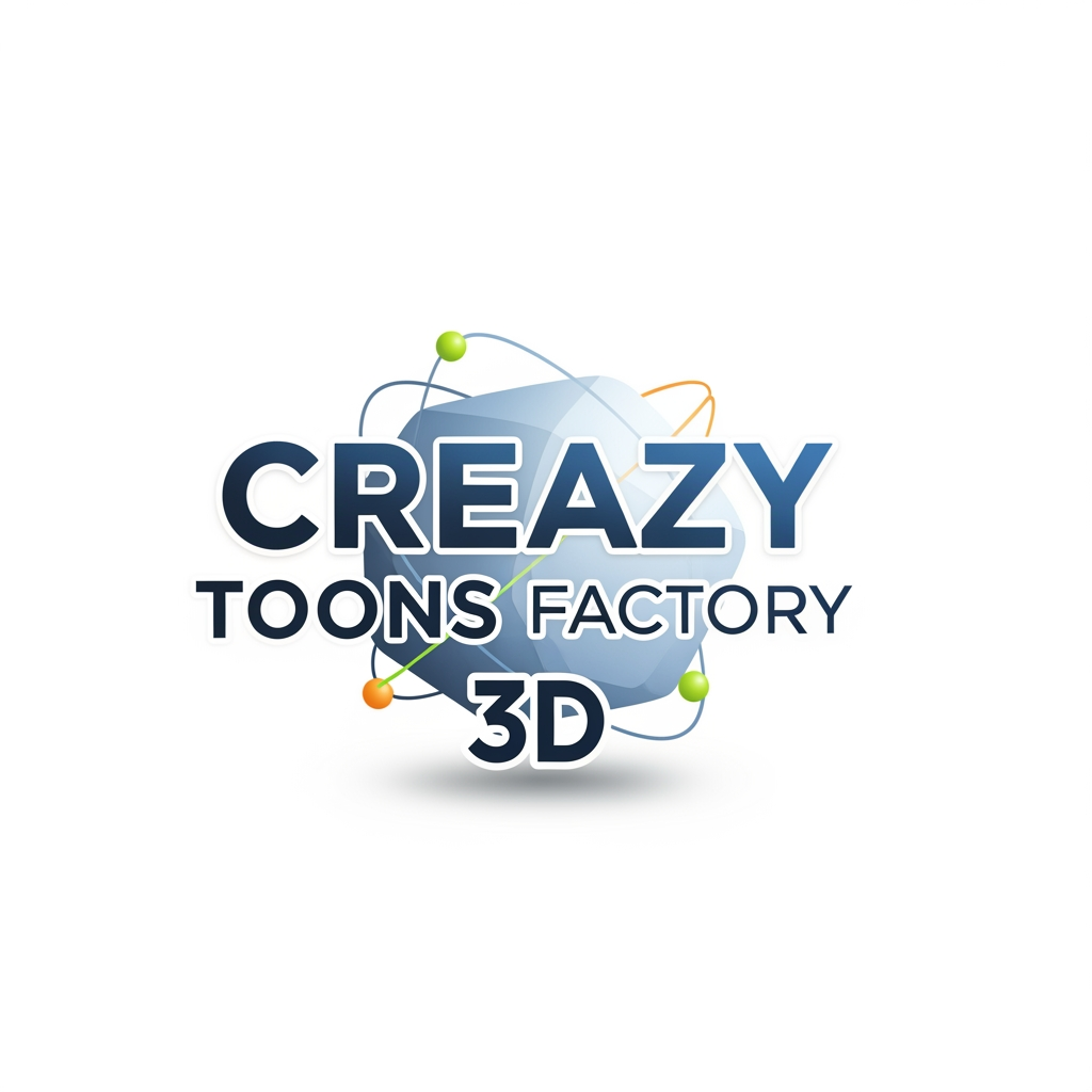 AI Design for create a logo of name "creazy toons factory". The logo is about 3D cartoon animation. its for my youtube channel. make it more professional not cartoonish
