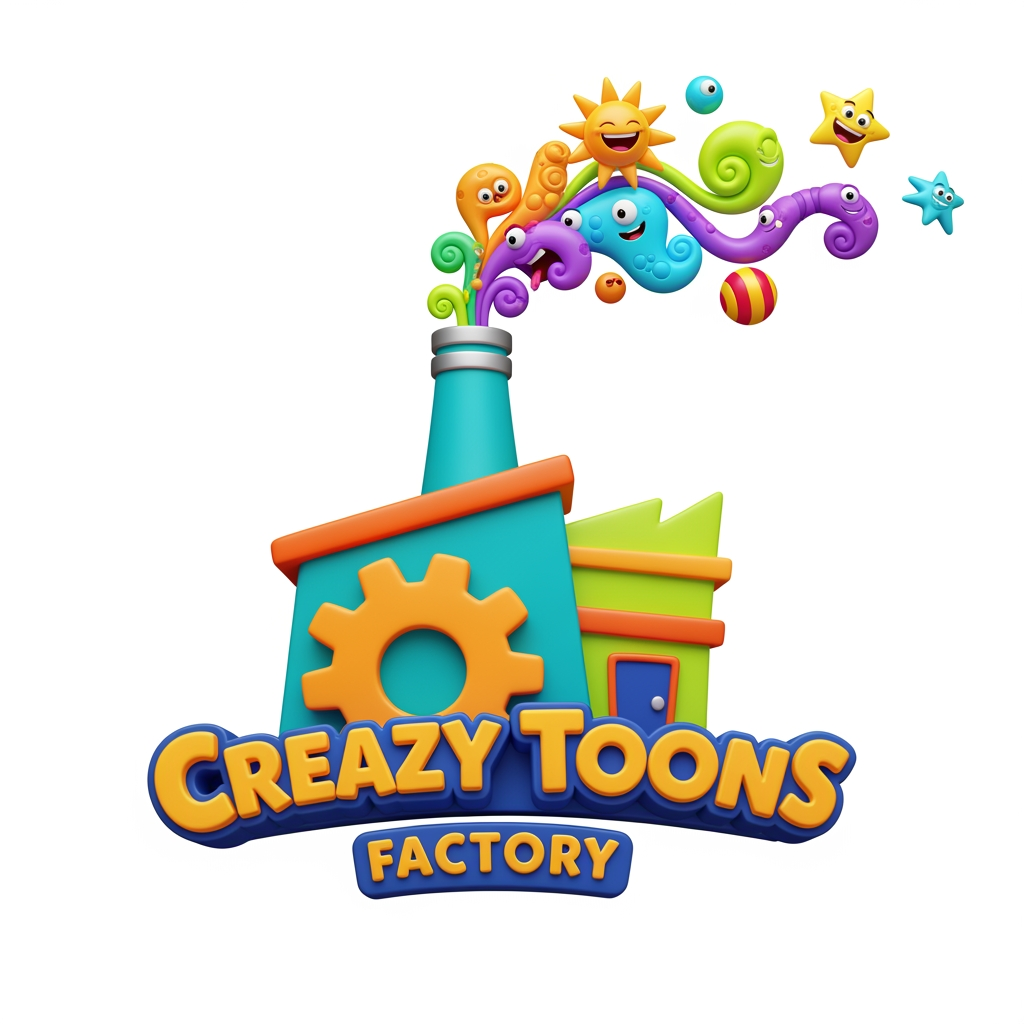 AI Design for create a logo of name "creazy toons factory". The logo is about 3D cartoon animation.